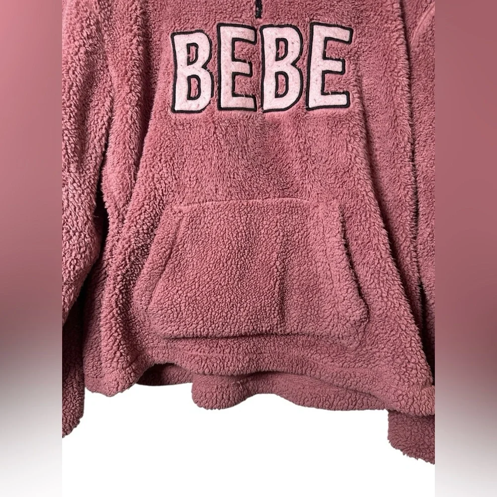 Bebe Sport Pink Sherpa Fleece Pullover Women’s XL 1/4 Zip Cozy Sweatshirt Jacket